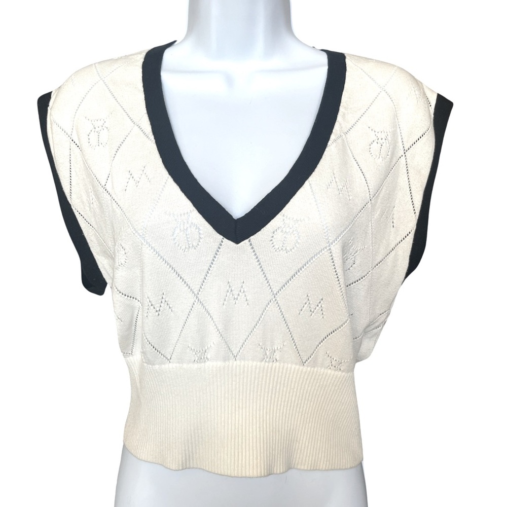 Anthropologie Maeve Violette Icon Logo Sweater Vest XS